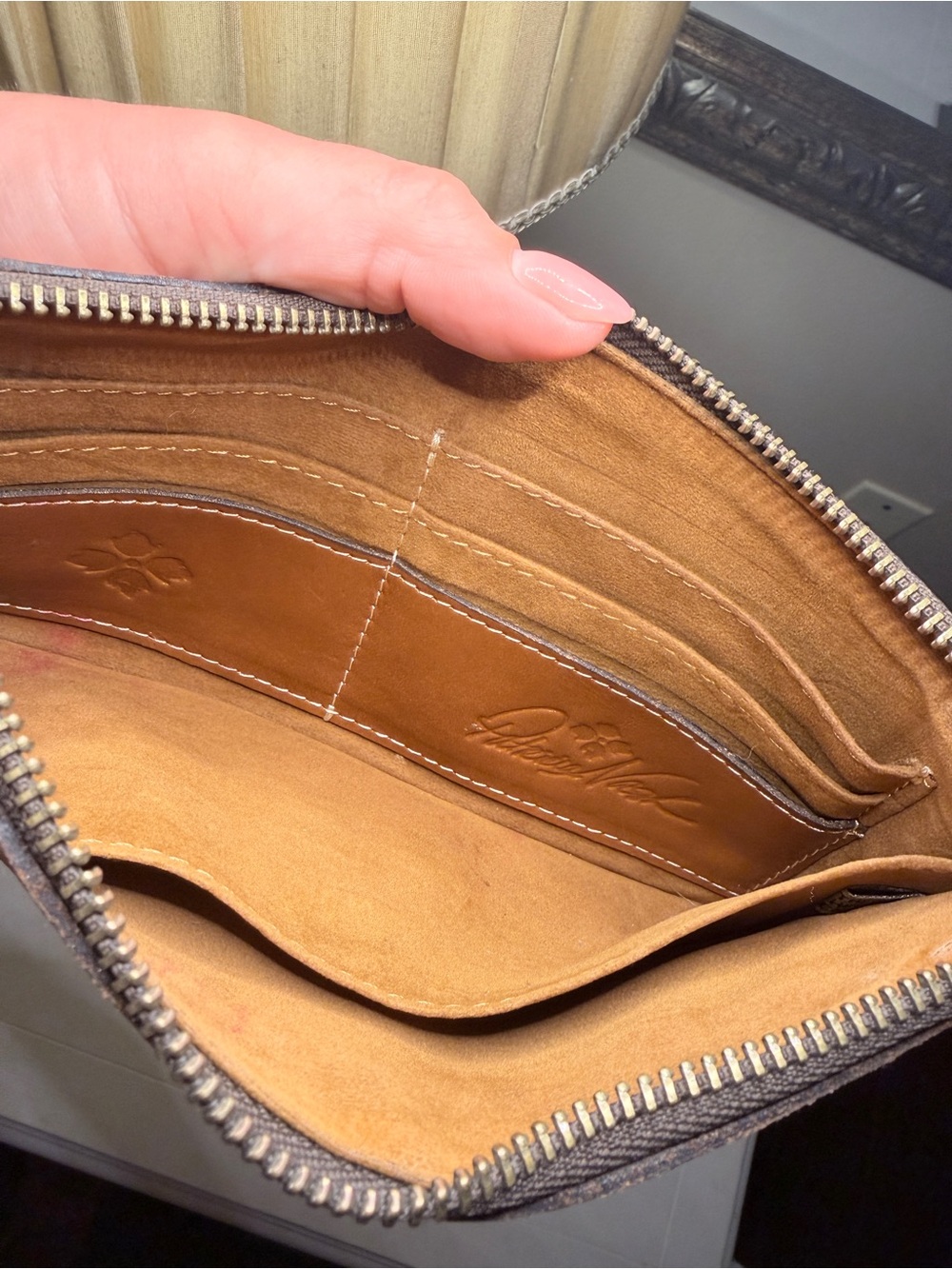 Patricia Nash Cognac Leather Wristlet with Removable Strap - Picture 3 of 3